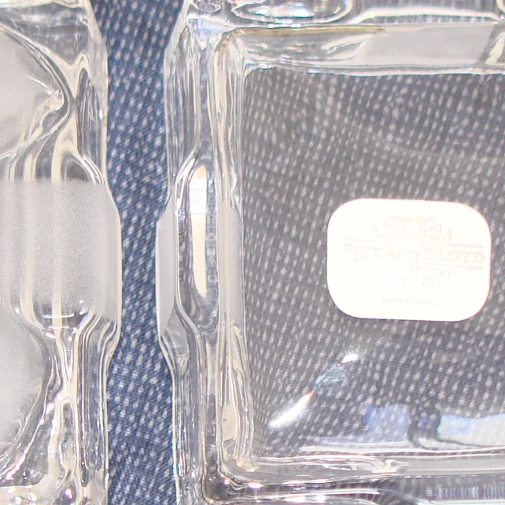 ✨$5 w/ $15+ BUNDLE✨ NEW Fitz & Floyd Frosted Bow Box Glass Crystal Trinket Dish